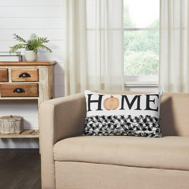 Annie Black Check Home Pumpkin Ruffle Pillow 14x22 - The Fox Decor